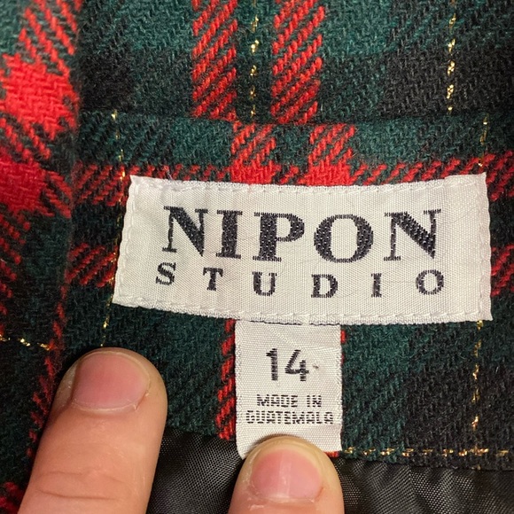 Wool Christmas Blazer 2 Button Red/Green/Gold Plaid Women’s Size 14 Shoulder Pad - Picture 4 of 13